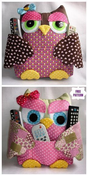 Diy Owl Pillows, Owl Pillow Pattern, Owl Sewing Patterns, Fabric Owl, Stuffed Owl, Owl Sewing, Owl Craft, Owl Cushion, Scrap Fabric Crafts