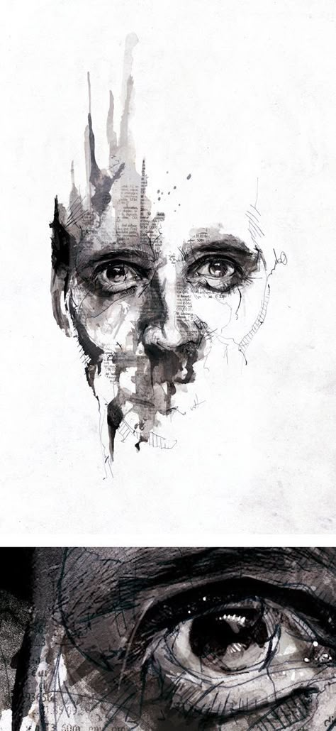 Art … Text And Image Art, Creative Art Techniques, Expression Art Feelings, Nicole Florian, Florian Nicolle, Textured Illustration, Caen France, Portrait Au Crayon, Sketch Face