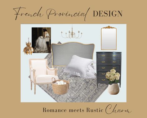 You can create a French Provincial bedroom with black dresser and gold accents.  This bedroom is a great mix of romance and rustic charm. Bedroom With Black Dresser, Provincial Bedroom, French Provincial Bedroom, Kitchen Cabinet Painting, French Provincial Design, Black Dresser, Cabinet Painting, Black Dressers, Vintage Dressers