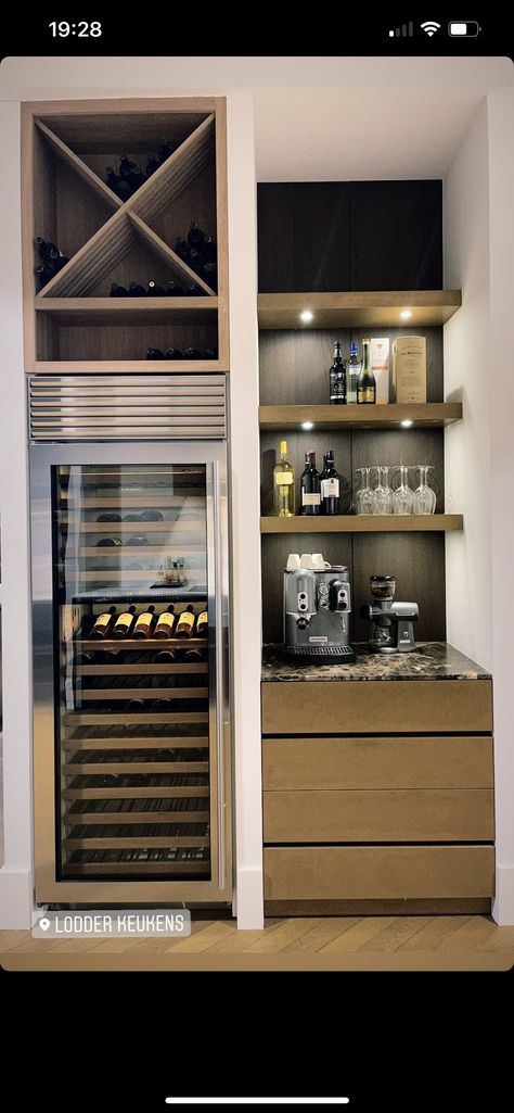 Small Cellar Ideas, Small Wine Cellar Ideas, Small Built In Bar, Kitchenette Design, Wine Room Design, Bar Nook, Built In Bar, Loft Decor, Mini Bars