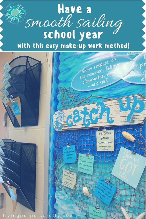 Have a Smooth Sailing School Year With This Easy Make-up Work Method – Living Porpoisefully Sailing Bulletin Board, Easy Make Up, Work For Students, Sailing Theme, Classroom Management Tool, Smooth Sailing, Classroom Bulletin Boards, School Themes, 2nd Grade Math