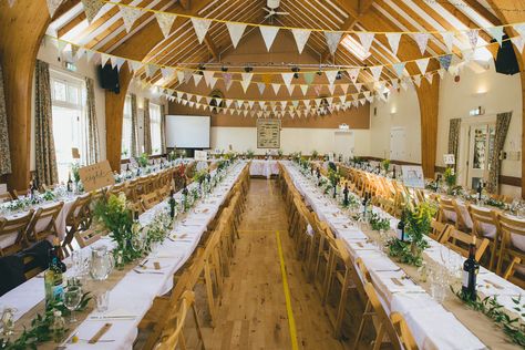 Country Wedding Reception, Village Hall Wedding, Wedding Whimsical, Wedding Bunting, Community Halls, Homemade Wedding, Whimsical Wonderland, Wedding Hall, Hall Decor