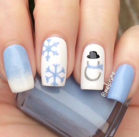 50+ Latest Winter Inspired Nail Art Ideas - EcstasyCoffee Snowman Nails, Cute Christmas Nails, Christmas Gel Nails, Christmas Nail Art Designs, Holiday Nail Art, Christmas Nails Acrylic, Winter Nail Art, Winter Nail Designs, Toe Nail Designs