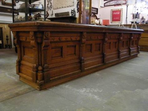 Wow!  Wouldn't this make a gorgeous bar? General Store Counter Island, Antique Store Counter, Antique Counter, Counter Shop, Shop Counters, Island Storage, Checkout Counter, Retail Counter, Store Counter