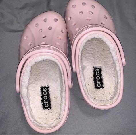 Would you buy fuzzy crocs? Cool Crocs, Fuzzy Crocs, Black Specs, Crocs Slippers, Socks Outfit, Fluffy Shoes, Crocs Pink, Pink Crocs, Crocs Fashion