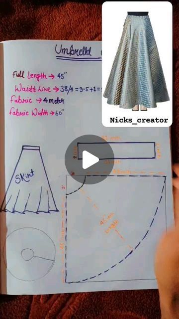 Skirt Stitching Pattern, Lengha Pattern, Umbrella Skirt Pattern, Skirt Design Pattern, Dupatta Styling, Frocks Pattern, Skirts Design, Maxi Dress Tutorials, Tailoring Classes