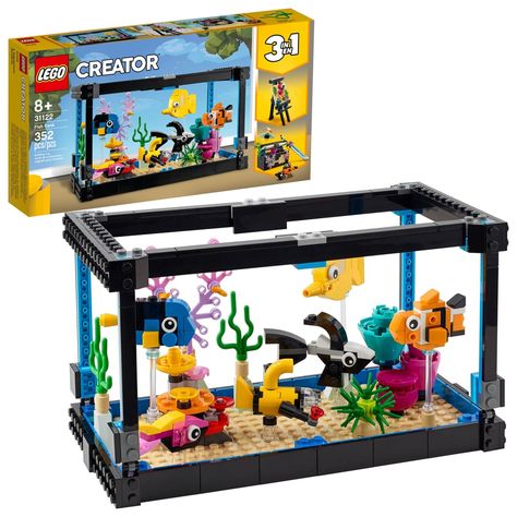 Lego Creator 3-in-1 Fish Tank Building Toy Lego Fish Tank, Lego Fish, Pet Goldfish, Building Toys For Kids, Lego Builder, Lego Super Mario, Cool Fish, Lego Minecraft, Buy Lego