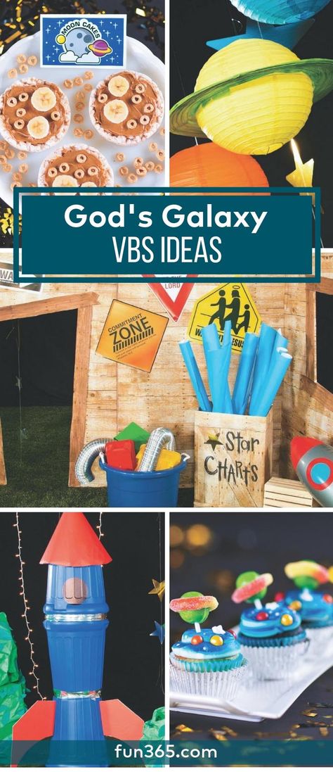 Outerspace Vbs Decorations, Easy Space Decorations, Outer Space Vbs Crafts, Space Party Decorations Diy, Galaxy Vbs Decorations, Space Camp Decorations, Diy Space Themed Decorations, Space Vbs Crafts, Stellar Vbs Crafts