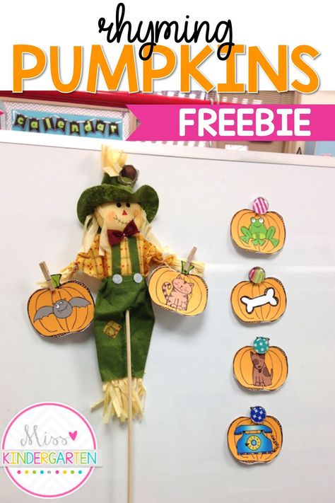 Teaching Rhyming, Preschool Rhyming, Kindergarten Rhyming, Fall Prek, Pumpkin Preschool, Centers In Kindergarten, October Kindergarten, Classroom Organization Ideas, Fall Classroom Activities