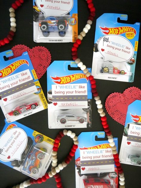 Hot Wheels Valentines - C.R.A.F.T. Matchbox Car Valentine, Hot Wheels Valentine Ideas, Toddler Boy Valentines Gifts, Hotwheels Valentines, Valentines Gift For Toddler Boy, Car Valentines For Kids, Valentines Day Gifts For Toddler Boy, Hot Wheels Valentine, Kids Valentines Gifts