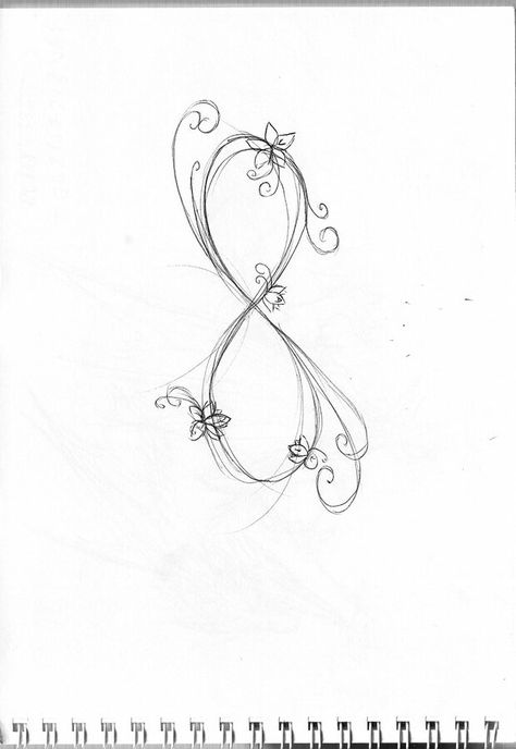 Colored Infinity Tattoo Designs, Infinity And Flower Tattoo Designs, Infinity Eight Tattoo, Fine Line Infinity Tattoo Ideas, Pretty Infinity Tattoos, Infinity Vine Tattoo, Infinity Symbol Tattoo Design, Infinity Tattoo Aesthetic, Infinity Drawings Ideas