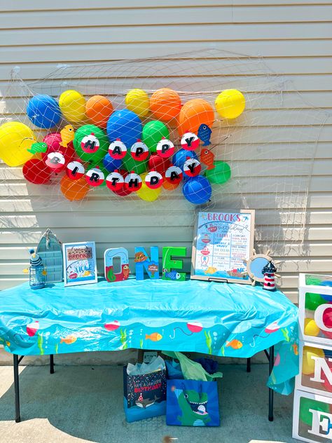 Fishing Birthday Party Boys, Fishing Theme Birthday, Fishing Themed Birthday Party, Fishing Birthday Party, O Fish Ally, Boys First Birthday Party Ideas, Birthday Party Snacks, Boys 1st Birthday Party Ideas, Baby Boy 1st Birthday Party