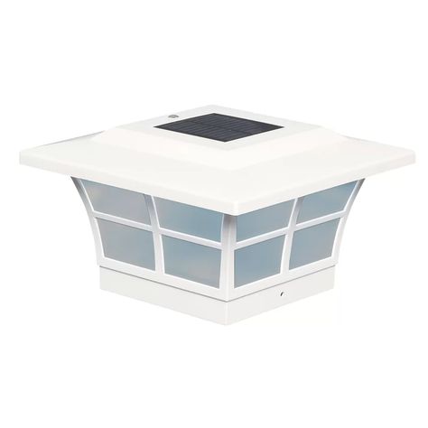 Classy Caps White PVC Solar Powered Integrated LED 5 in. x 5 in. Fence Post Cap Light & Reviews | Wayfair Fence Post Caps, Solar Post Caps, Lantern Head, Lantern Post, Outdoor Lighting Landscape, Post Cap, Wood Post, Deck Lighting, Fence Post