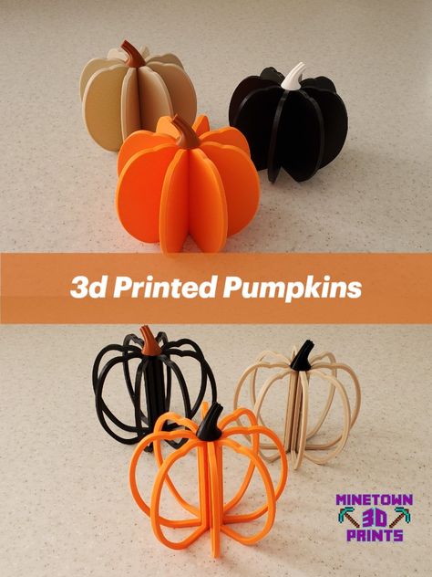 2 styles available in a 4.5 inch size. Multiple body and stem colours. light weight and eye catching whereever you put them in your home. Model courtesy of 3D Design Bros. https://www.patreon.com/3ddesignbros/ #pumpkinslices #HomeDecor #pumpkins Pumpkin Slices, Home Model, Pumpkin Decorating, 3d Design, 3d Print, 3d Printer, A 4, Pumpkins, 3d Printing