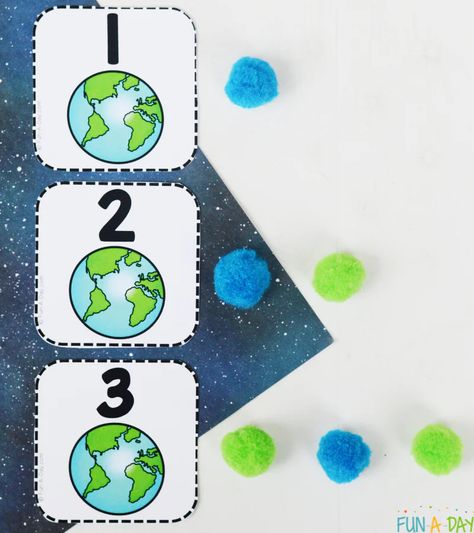 Click on the Fun-A-Day.com link to get your own Earth calendar numbers. They're perfect for practicing early math concepts with preschool and kindergarten kids as part of your Earth Day lesson plans or your next space theme. Earth Day Lesson Plans, Earth Day Lessons, Numbers Free Printable, Planets Activities, Toddler Math, Calendar Numbers, Classroom Calendar, Earth Day Activities, Counting Activities