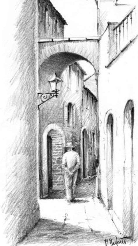 Brick Road Drawing, Brick Sketch, Pencil Sketches Landscape, Landscape Pencil Drawings, Drawing Architecture, Perspective Drawing Architecture, Nature Art Drawings, Pencil Sketch Images, Art Major