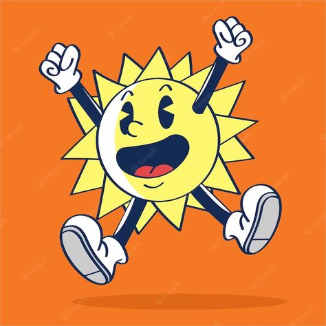 Premium Vector | Sun cartoon character jumping with happy cute face illustration hand drawing vector Characters Photography, Character Jumping, Yellow Cartoon Characters, Sun Cartoon, Sun Drawing, Yellow Cartoon, Skateboard Deck Art, Cartoon Sun, Sun Illustration