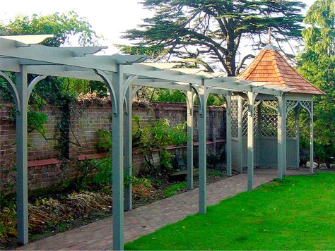 Lloyd Christie Garden Architecture London - pergolas & tunnel arbours, bespoke garden joinery / structures design & manufacture Richmond / Oxford: UK Garage Pergola, Pergola Swing, Building A Pergola, Pergola Attached To House, Pergola Design, Garden Arbor, Garden Walkway, Wooden Pergola, Backyard Pergola