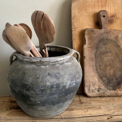 Vintage Home Decor, Vintage Clay Vessels, Interior Styling Services – Centered, Inc. Clay Vessels, Cement Vase, Artisan Decor, Island Decor, Faux Succulents, Decor Essentials, Raw Wood, Wood Bowls, Mortar And Pestle