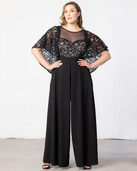 Black Tie Wedding – Kiyonna Mother Of The Bride Black, Draped Sleeves, Chic Cardigan, Formal Jumpsuit, Jumpsuit Dressy, Evening Gown Dresses, Cocktail Wedding, Wedding Dresses For Sale, Black Tie Wedding