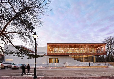 the scheme includes two performance venues, a 250-seat main stage and a 99-seat black box venue, as well as rehearsal rooms and other public amenities. Theater Architecture, World Architecture Festival, Chicago Suburbs, Cultural Architecture, Structure Design, Black Box, Landscape Architect, Art Center, Building Materials