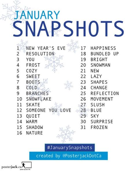 January Snapshots: 31 Day Photo Challenge January Photo Challenge, 365 Photo Challenge, Photo A Day Challenge, Photo Prompts, Instagram Challenge, Monthly Photos, Photography Challenge, Photography Lessons, Photo A Day