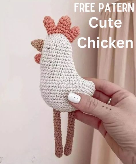 Free Crochet Cute Chicken Pattern Crochet Chicken Feet Free Pattern, Chicken Cross Stitch Patterns Free, Country Crochet Patterns, Emotional Support Chicken Free Pattern, Crochet Easy Stuffed Animals, Free Chicken Crochet Pattern, Free Crochet Chicken Patterns, Easy Crochet Chicken, Chicken Crochet Pattern Free