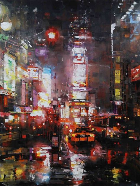 Easy Modern Art Paintings, Easy Modern Art, Times Square Painting, Mark Lague, Modern Wood Art, Kitchen Canvas Art, Jackson Hole Art, Sip And Paint, Kitchen Canvas