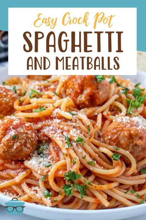 Crock Pot Spaghetti And Meatballs, Crock Pot Spaghetti, Spaghetti With Meatballs, Meatball Recipes Crockpot, Crockpot Spaghetti, Slow Cooker Spaghetti, Buffet Style, Crock Pot Meatballs, Slow Cooker Meatballs