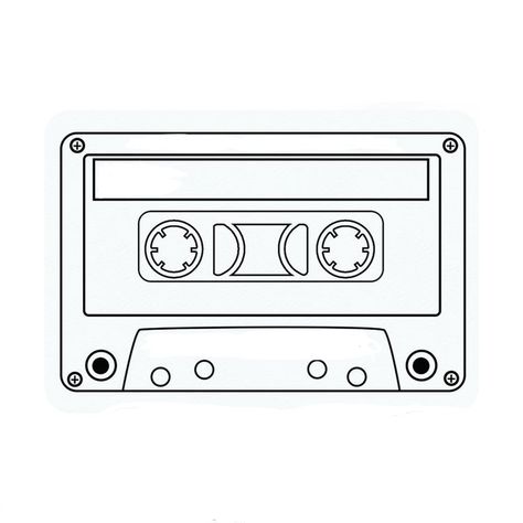 Cassette Tapes Aesthetic Drawing, Casette Tape Doodle, Cassette Tape Drawing Simple, Cassette Tape Sketch, Casette Drawings, Cassette Tattoo Design, Digital Camera Tattoo, Casette Tape Drawing, Video Tape Drawing