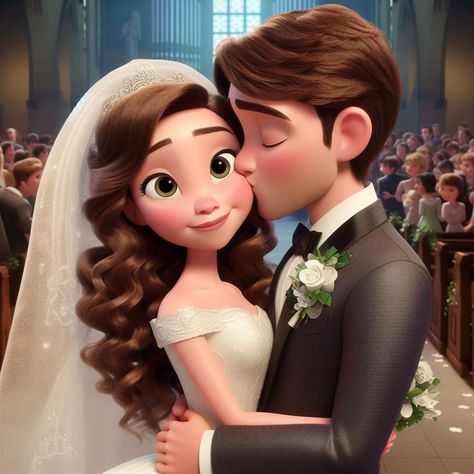 Walking Cartoon, Photo Cake Topper, Disney Bride, Christian Couples, Red Rose Wedding, Some Beautiful Pictures, Wedding Painting, Wedding Illustration, Customized Photo Gifts