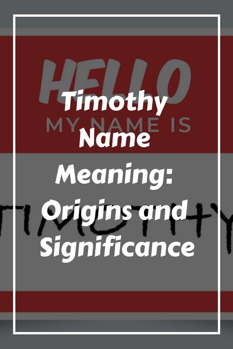 If you’re interested in the history and biblical significance of the name Timothy, you’re in the right place. Timothy is a name that carries a lot of weight Charles Name Meaning, Saint Timothy, Cute Nicknames, Classic Names, Greek Culture, Best Supporting Actor, Name Generator, Name Meaning, Greek Words