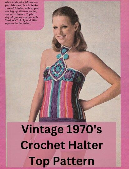 Vintage 1970 Crochet Guide, Left Handed Crochet, Crochet Halter Top Pattern, Pattern For Crochet, Halter Top Pattern, Crochet Halter Top, Vintage Crochet Pattern, Crochet Vintage, Crochet Halter