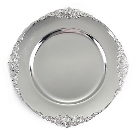 Free 2-day shipping. Buy BalsaCircle 6 pcs 13-Inch Round Charger Plates with Decorative Embossed Rim Wedding Reception Dinner Party Event Wholesale Supplies at Walmart.com 75 Birthday, Silver Charger Plates, Silver Utensils, Plate Chargers, Silver Chargers, Simple Candle, Gold Charger Plate, Wedding Reception Dinner, Gold Chargers