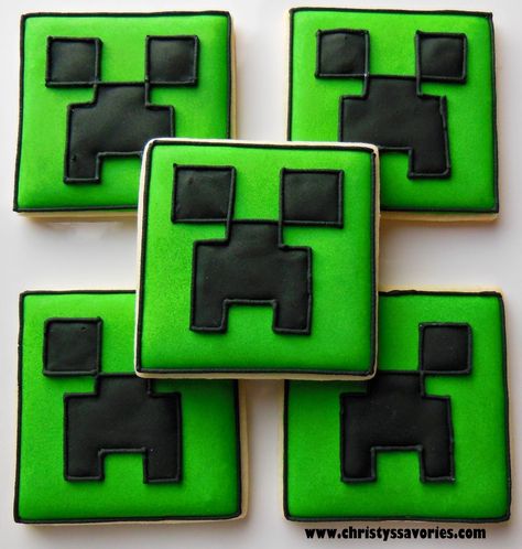 Minecraft Baking, Pastel Minecraft, Minecraft Cookies, Cartoon Cookie, Disney Cookies, Sugar Cookie Icing, Minecraft Birthday Party, Jeepers Creepers, Minecraft Cake