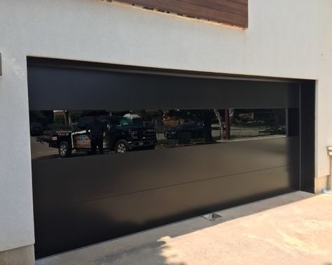 Modern Exterior Glass Garage Door Garage Doors Ideas, Aluminum Garage Doors, Garage Door Window, Industrial Garage Door, Unique Garage Doors, Gates Metal, Contemporary Garage Doors, Aluminium Garage Doors, Contemporary Garage