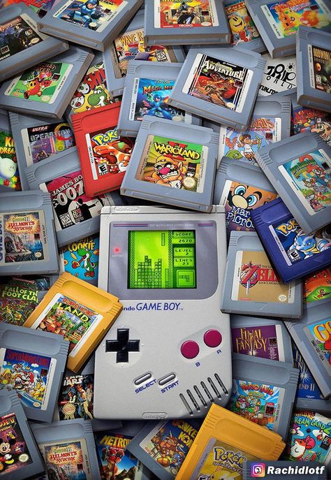 Nostalgic-Pictures-Rachid-Lotf Gameboy Wallpaper, Old Nintendo, Retro Games Wallpaper, Tetris Game, Grafika Vintage, Gameboy Games, Game Wallpaper Iphone, Nostalgic Pictures, Retro Gaming Art