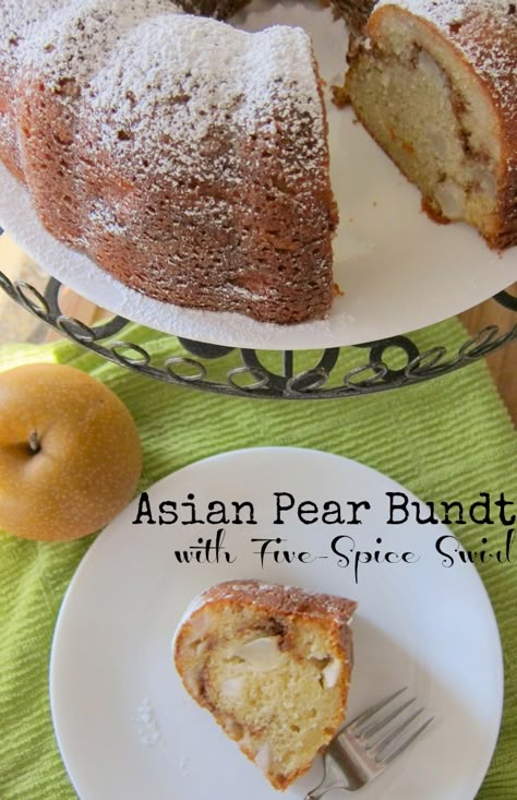 Asian Pear Bundt with Five-Spice Swirl for #BundtAMonth Pear Bundt Cake, Asian Pear Recipes, Pear Pie Recipe, Pear Dessert Recipes, Asian Pears, Pear Bread, Pear Dessert, Asian Pear, Armenian Recipes