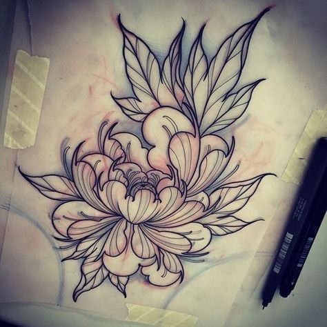 Neotraditional Peony, Japanese Lotus Flower, Japanese Lotus, Peony Drawing, Flower Tat, Japanese Flower Tattoo, Floral Tattoo Sleeve, Flower Tattoo Sleeve, Peonies Tattoo