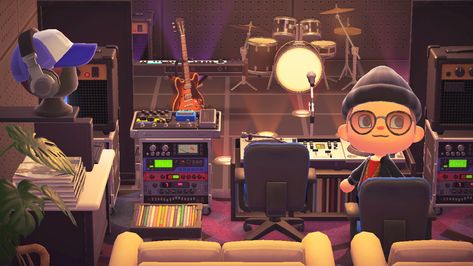 Created a recording studio in the basement of my clubhouse for K.K. Slider’s band #animalcrossingnewhorizons #animalcrossing Animal Crossing Music Studio, Acnh Recording Studio, Music Room Acnh, Acnh Music Studio, Acnh Music, Band Room Ideas, Recording Studio Aesthetic, Acnh Idea, Musician Room