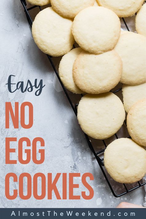 Easy No-Egg Cookies. Batch of egg-free cookies on a wire cooling rack. Simple Cookie Recipe No Egg, Fast Biscuit Recipe, Condensed Milk Biscuits, Cookies Without Eggs, Condensed Milk Desserts, Weekend Baking, Sweetened Condensed Milk Recipes, Milk Biscuits, Egg Cookies