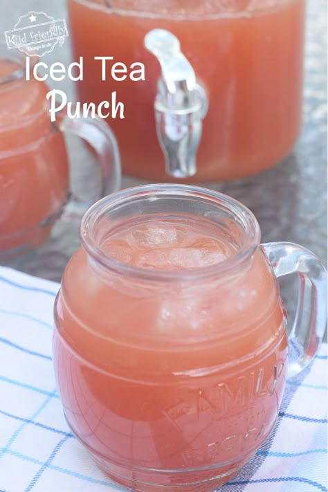 Tea Punch Recipe Ginger Ale, Tea Party Drinks Beverages, Blush Punch Non Alcoholic, Ice Tea Punch Recipes, Tea Party Punch Recipes, Tea Party Beverages, Drinks For Tea Party, Tea Party Drinks For Kids, Tea Party Punch