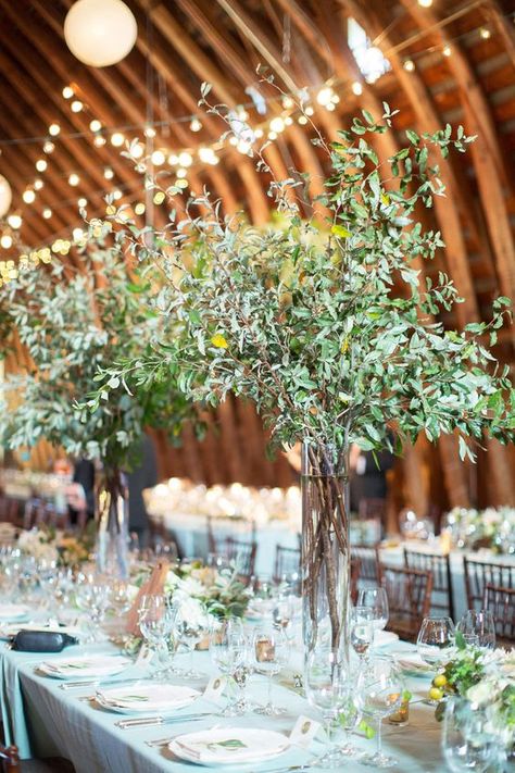 Olive Branches In Vase, Olive Branch Centerpiece, Branches In Vase, Branches Wedding Decor, Branch Centerpiece, Tree Branch Centerpieces, Barn Wedding Centerpieces, Tree Branch Wedding, Branch Centerpieces Wedding