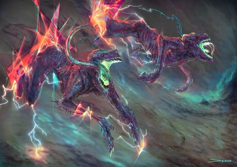 Call Of Cthulhu Rpg, Beast Creature, Creature Artwork, Cool Monsters, Thunder And Lightning, Cosmic Horror, Monster Concept Art, Alien Creatures, Fantasy Monster