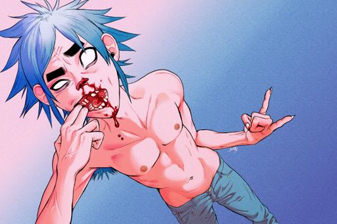 2d And Murdoc, Gorillaz 2 D, 2d Gorillaz, Gorillaz Demon Days, 2-d Gorillaz, Gorillaz Fan Art, Monkeys Band, Gorillaz Art, Good Cartoons