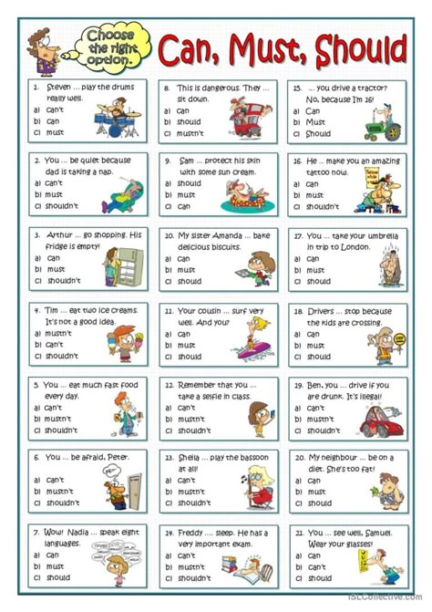 English Beginner, Modal Verbs, Grammar For Kids, English Teaching Materials, Basic Grammar, English Exercises, Teaching English Grammar, English Grammar Worksheets, Grammar Practice