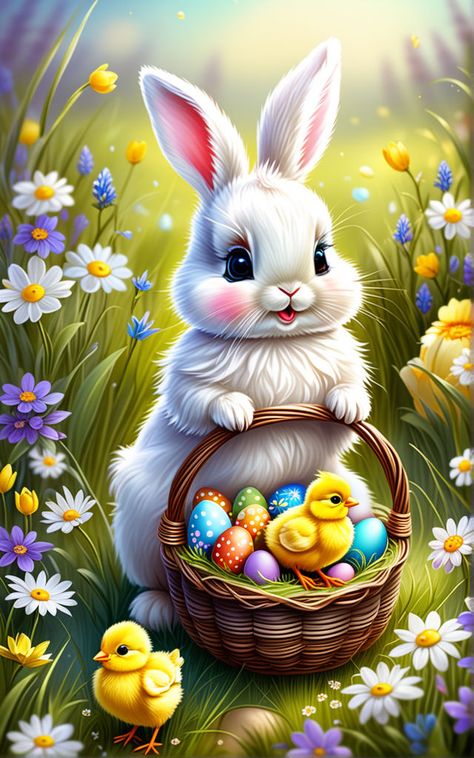 Happy Easter by K. Ingrid - Playground Easter, Flowers, Art