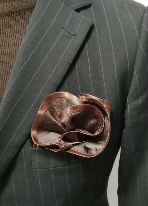 Formal Pocket Square, Round Handkerchief, Edge Border Handkerchief, Events Paisley Pocket Square, Grooms Hanky, RoseHeartAccessories Suit Pocket, Brown Border, Embroidered Pocket, Bespoke Tailoring, Jacquard Pattern, Pocket Squares, Tie Accessories, Italian Fabric, Silk Thread