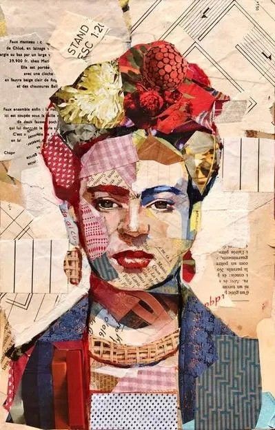 Carme Magem, Frida Kahlo Paintings, Kahlo Paintings, Frida Art, Collage Portrait, Frida Kahlo Art, Collage Art Projects, Collage Techniques, Africa Art