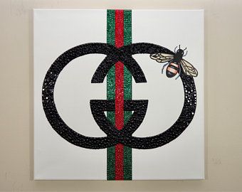 Gucci Bee Painting (20x20) Gucci Inspired, Designer Art, Fashion Art, Home Decor Art Teen Drawing, Crystal Artwork, Fashion Canvas Art, Gucci Bee, Gucci Inspired, Bee Painting, Unicorn Wallpaper, Simple Canvas Paintings, Canvas Drawings